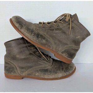 Kodiak Women’s Leather Lace‑Up Ankle Boots Size 8 Distressed Gray - Rubber Sole